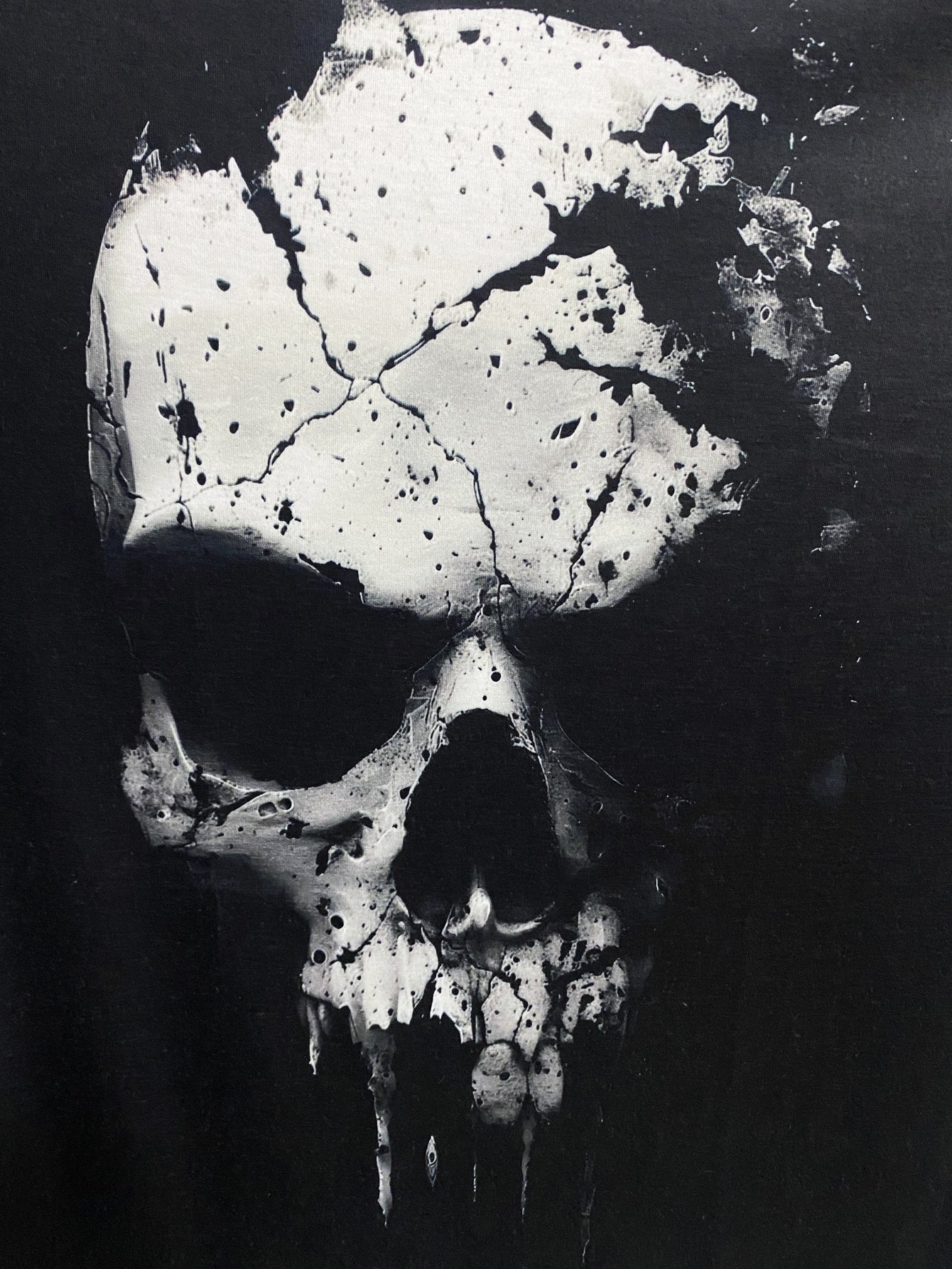 3D Digital Shattered SkuPattern Round Neck Short Sleeved T-shirt