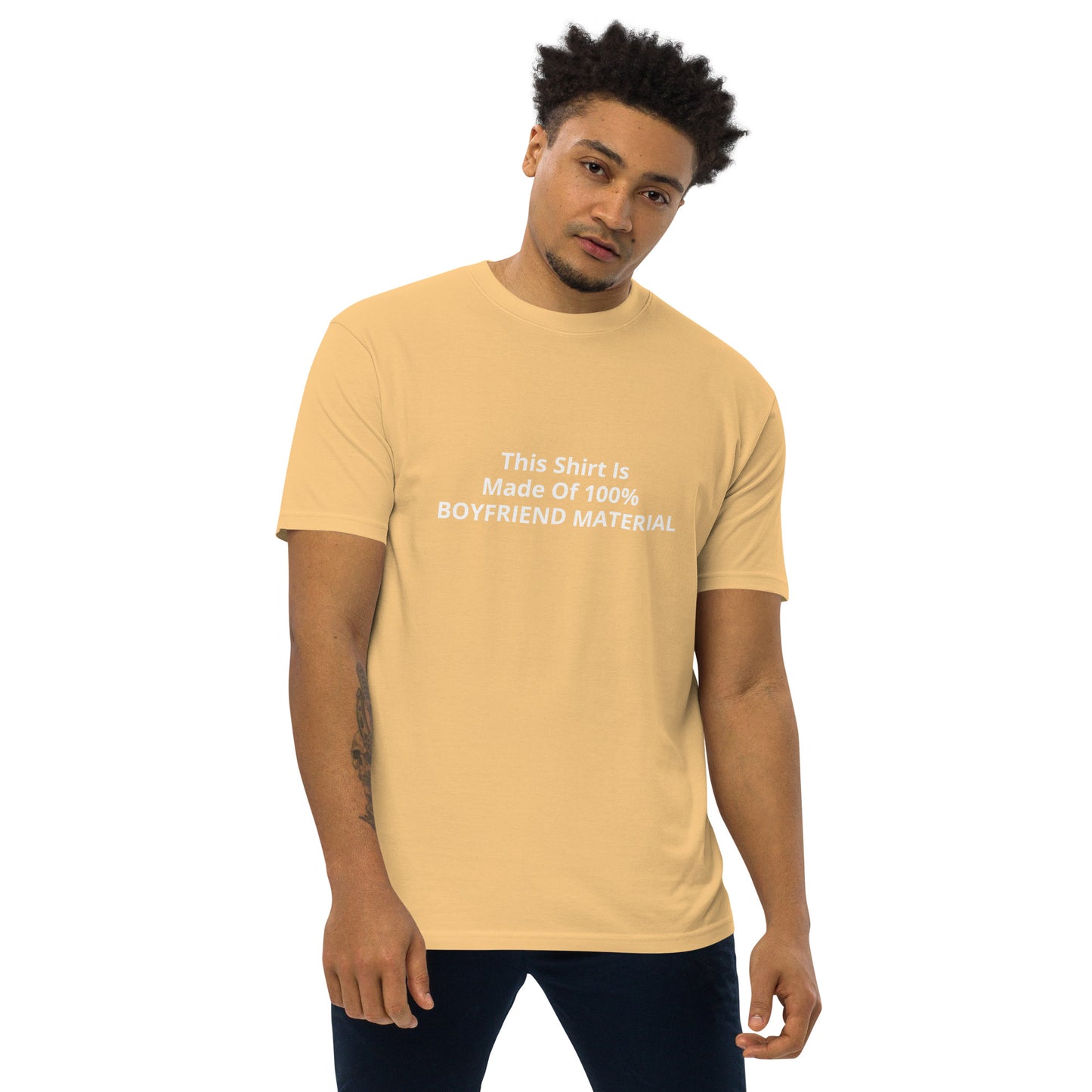 This Shirt Is Made Of 100% Boyfriend Material Men’s premium heavyweight tee