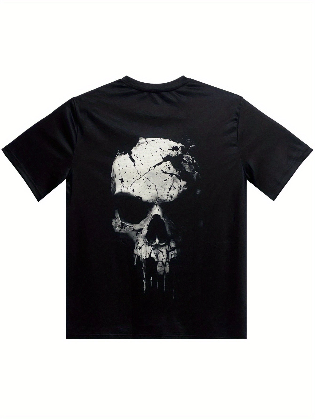 3D Digital Shattered SkuPattern Round Neck Short Sleeved T-shirt