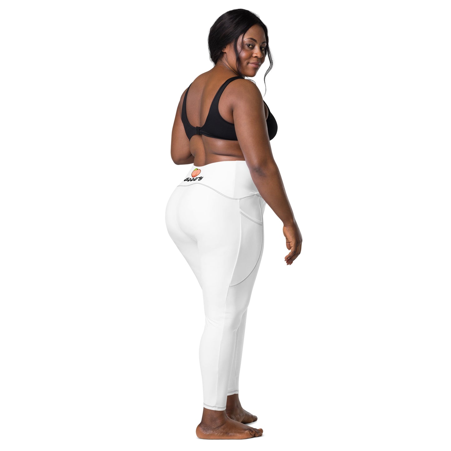Peach Booty Crossover leggings with pockets