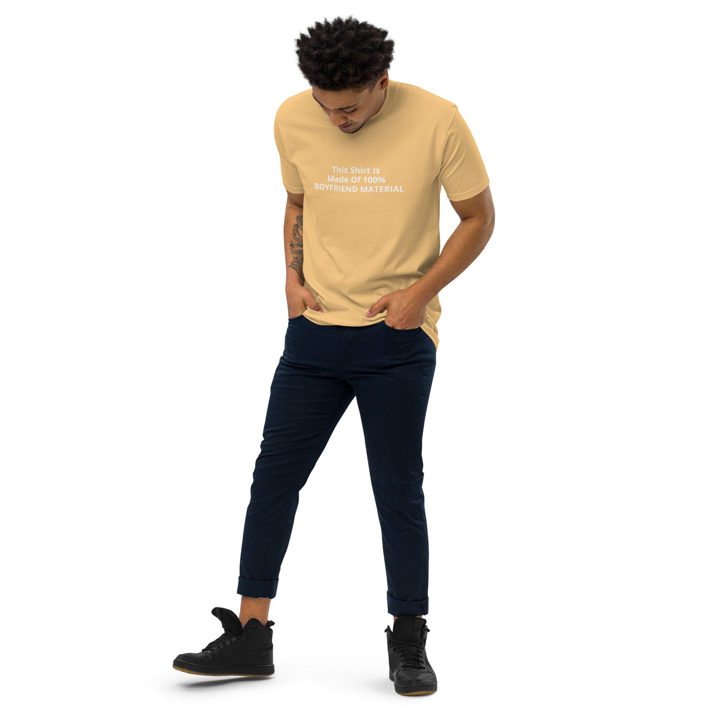 This Shirt Is Made Of 100% Boyfriend Material Men’s premium heavyweight tee