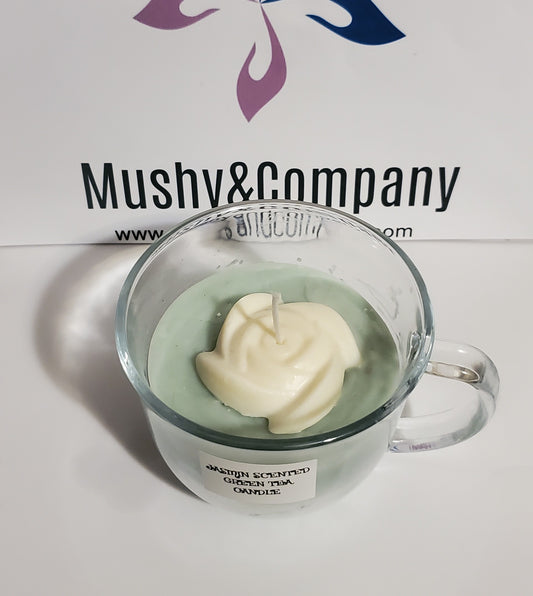 Jasmin scented Green Tea candle with Rose Embed