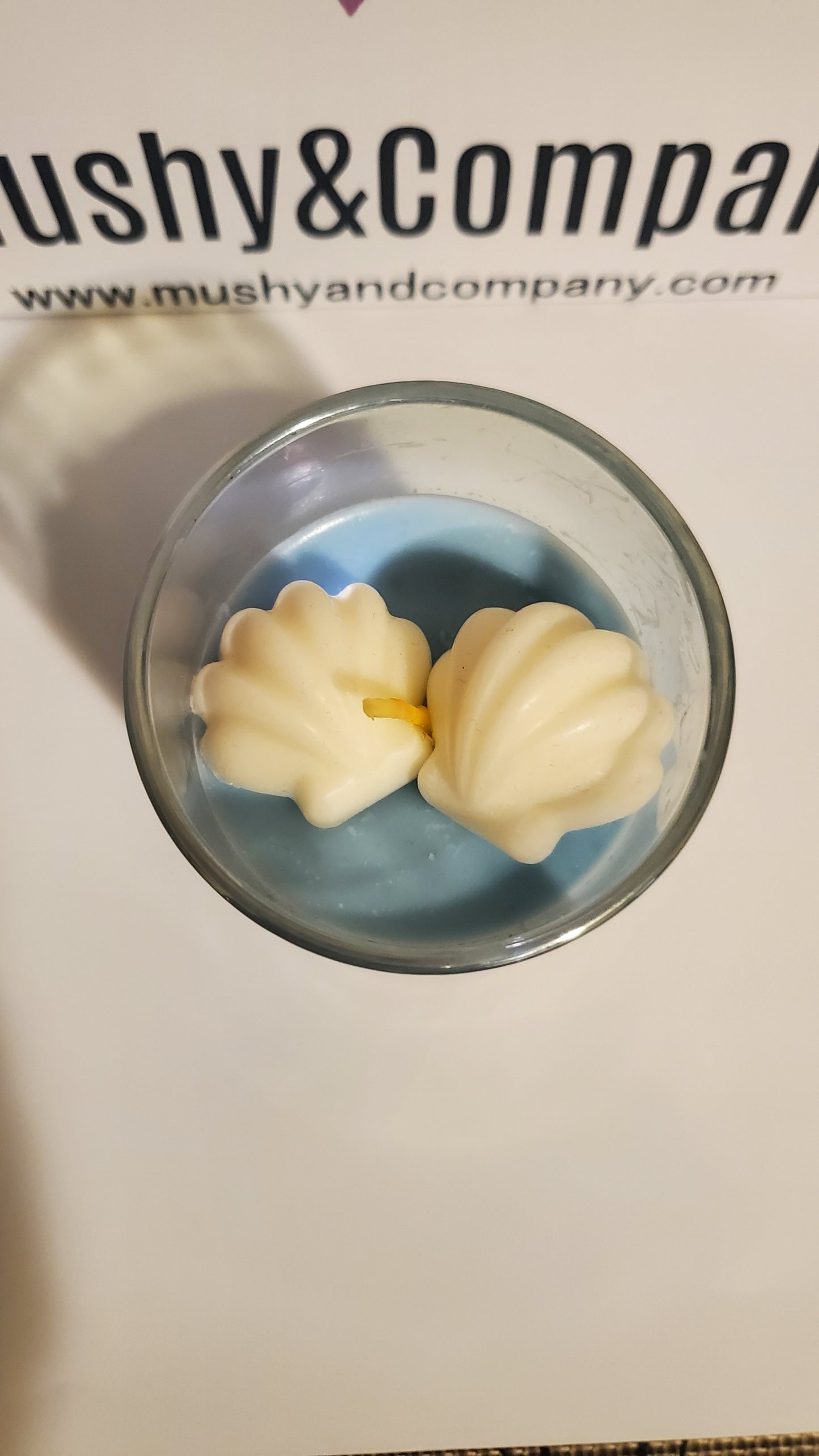 Blue Cotton Candy Scented Candle with Seashells