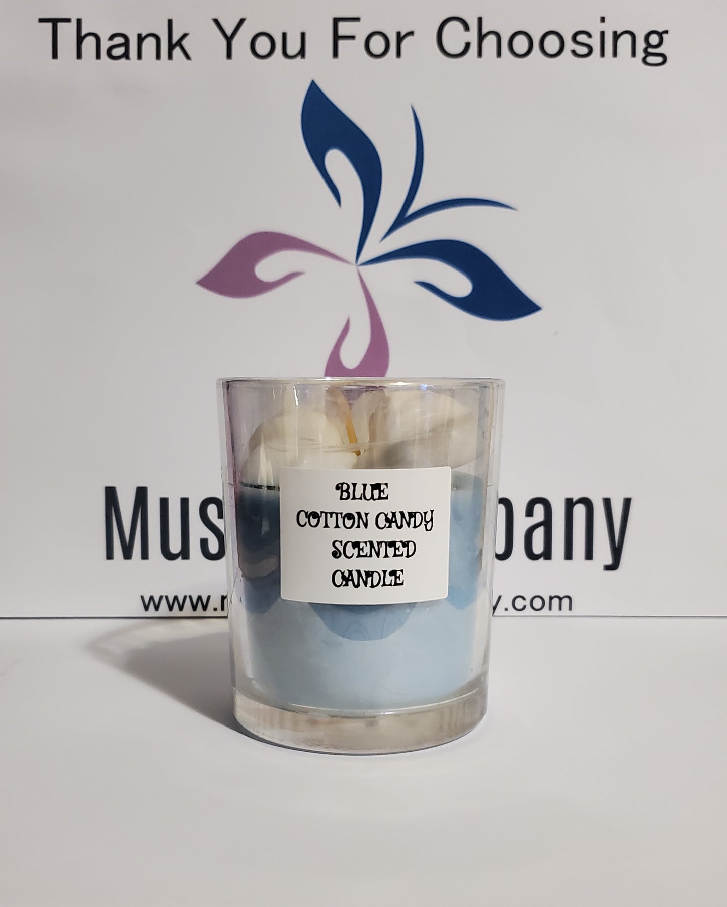 Blue Cotton Candy Scented Candle with Seashells