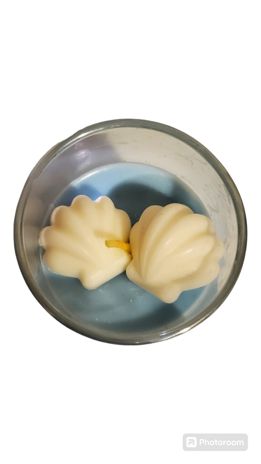 Blue Cotton Candy Scented Candle with Seashells