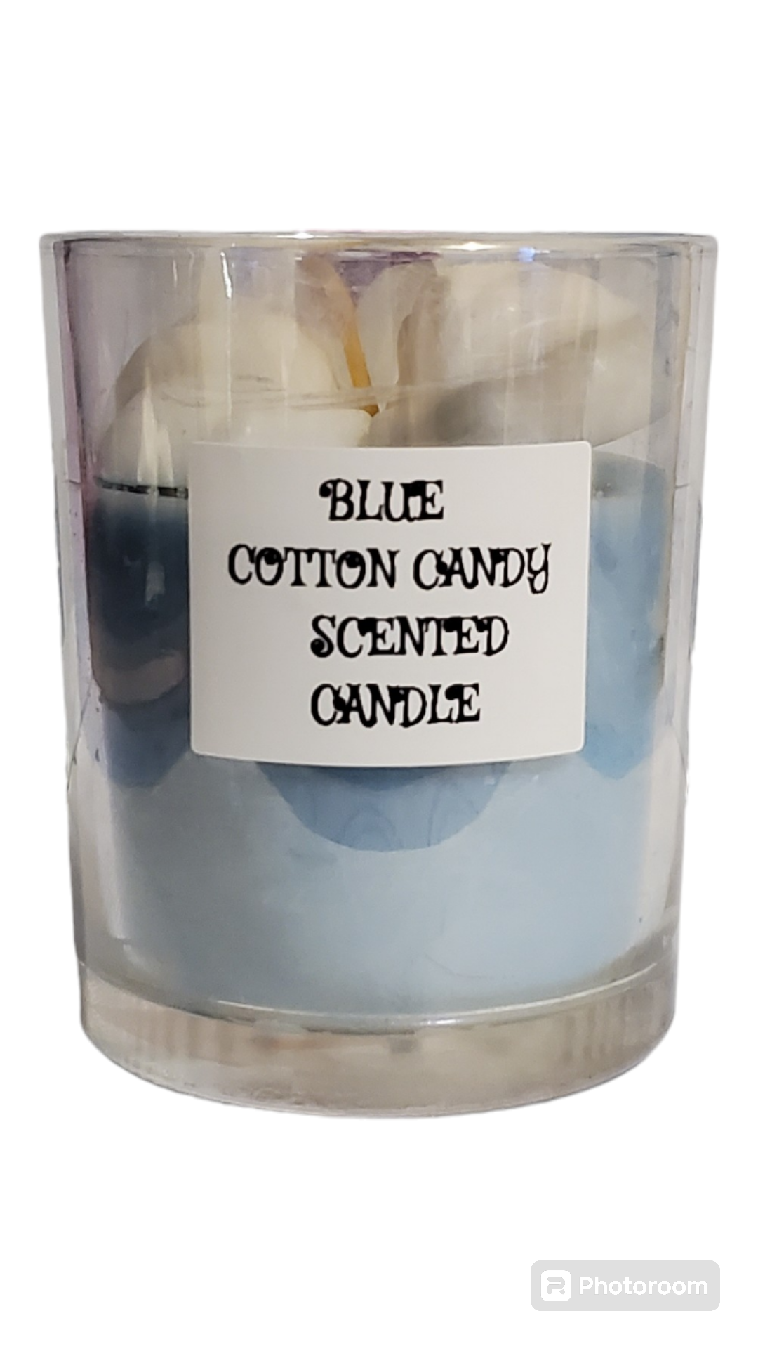 Blue Cotton Candy Scented Candle with Seashells