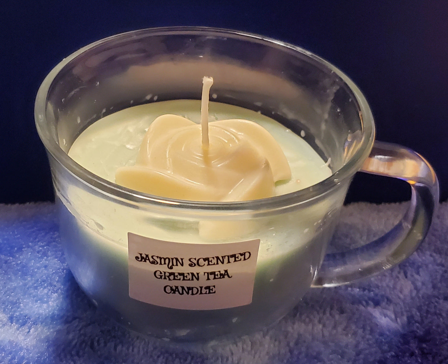 Jasmin scented Green Tea candle with Rose Embed