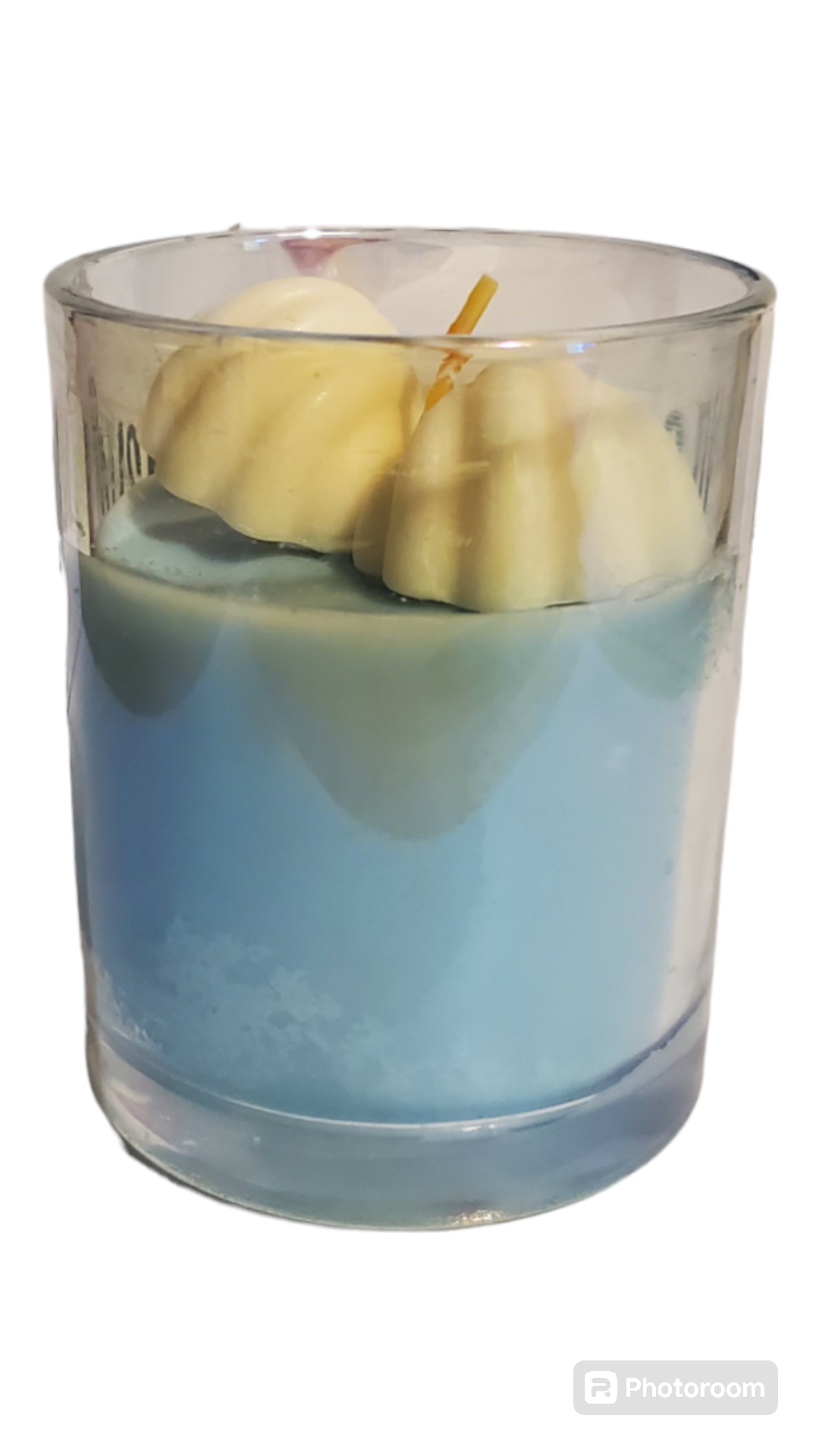 Blue Cotton Candy Scented Candle with Seashells